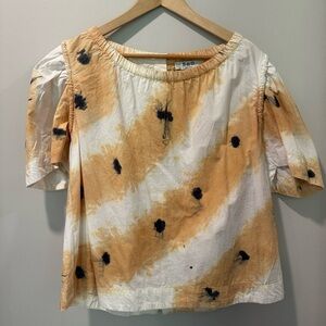 Sea Short-Sleeve Blouse, Size L